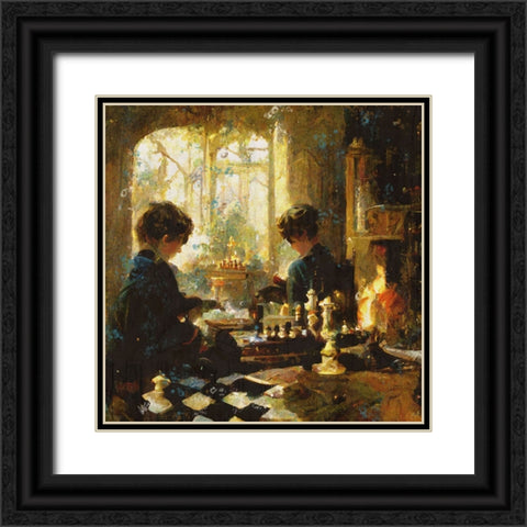Chess players III Black Ornate Wood Framed Art Print with Double Matting by Wiley, Marta