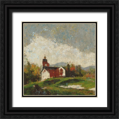 Vermont, Red Barn I Black Ornate Wood Framed Art Print with Double Matting by Wiley, Marta