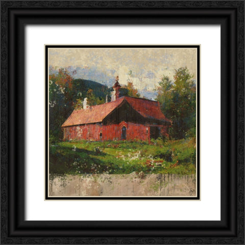 Vermont, Red Barn II Black Ornate Wood Framed Art Print with Double Matting by Wiley, Marta