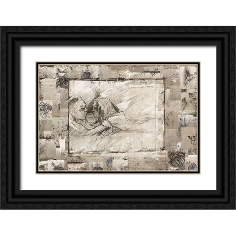 Rebound sketch collage Black Ornate Wood Framed Art Print with Double Matting by Wiley, Marta