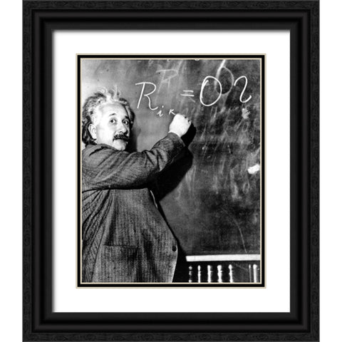 Albert Einstein Pasadena 1931 Black Ornate Wood Framed Art Print with Double Matting by Vintage Photography