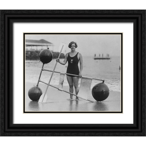 Gertrude Ederle 1925 Black Ornate Wood Framed Art Print with Double Matting by Vintage Photography