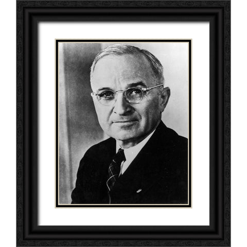 Harry S Truman Black Ornate Wood Framed Art Print with Double Matting by Vintage Photography