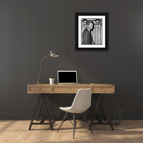 John F Kennedy Voting 1960 Black Ornate Wood Framed Art Print with Double Matting by Vintage Photography