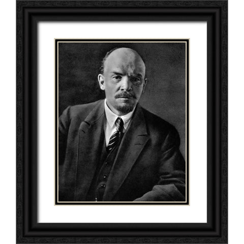 Lenin 1920 Black Ornate Wood Framed Art Print with Double Matting by Vintage Photography