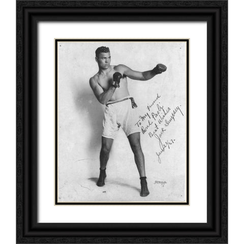 Jack Dempsey 1927 Black Ornate Wood Framed Art Print with Double Matting by Vintage Photography