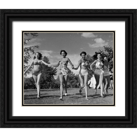 Sophie Lauren in the Miss Italia Contest 1950 Black Ornate Wood Framed Art Print with Double Matting by Vintage Photography