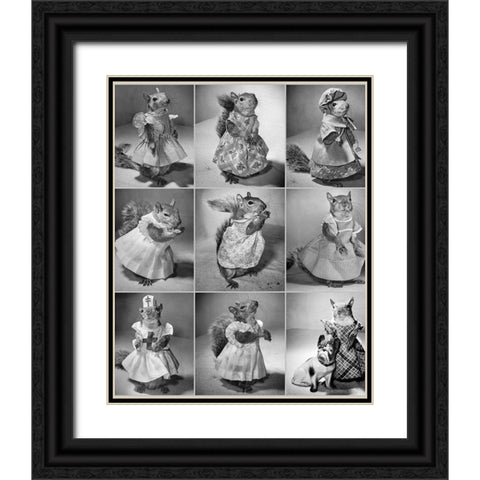 Tommy Tucker the Pet Squirrel 1944 Black Ornate Wood Framed Art Print with Double Matting by Vintage Photography