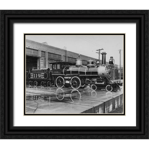 Union Pacific Railroad Engine-The Chicago Railroad Fair 1948 Black Ornate Wood Framed Art Print with Double Matting by Vintage Photography