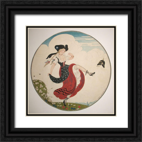 The Kick Black Ornate Wood Framed Art Print with Double Matting by Wegener, Gerda