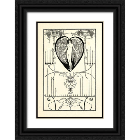 The Mirror of Love Black Ornate Wood Framed Art Print with Double Matting by Beardsley, Aubrey
