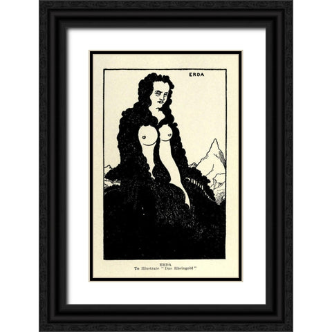 Das Rheingold Erda 1918 Black Ornate Wood Framed Art Print with Double Matting by Beardsley, Aubrey