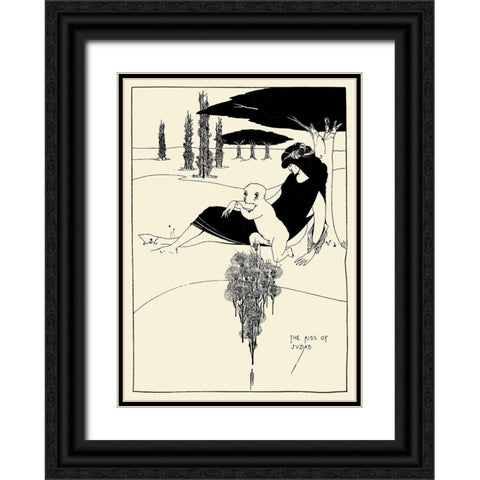 Kiss of Judas 1918 Black Ornate Wood Framed Art Print with Double Matting by Beardsley, Aubrey