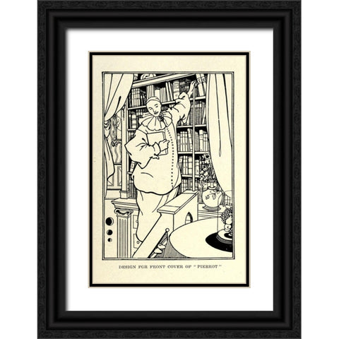 Pierrot 1918 Black Ornate Wood Framed Art Print with Double Matting by Beardsley, Aubrey