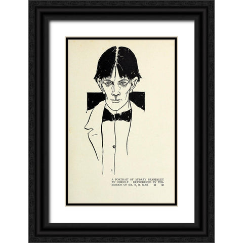 Self-portrait 1918 Black Ornate Wood Framed Art Print with Double Matting by Beardsley, Aubrey