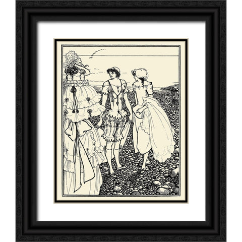 Bathers at Dieppe 1920 Black Ornate Wood Framed Art Print with Double Matting by Beardsley, Aubrey
