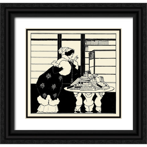 Book Plate Black Ornate Wood Framed Art Print with Double Matting by Beardsley, Aubrey