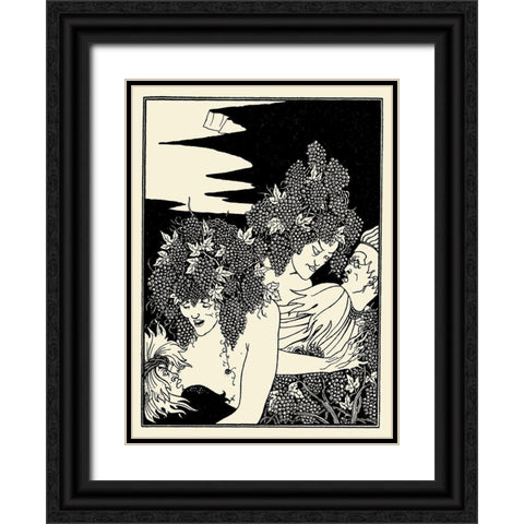 A Snare of Vintage Black Ornate Wood Framed Art Print with Double Matting by Beardsley, Aubrey