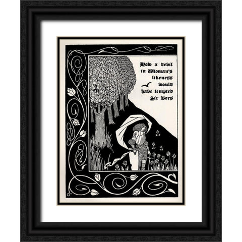 Morte DArthur 1893 - Devil as Women 1 Black Ornate Wood Framed Art Print with Double Matting by Beardsley, Aubrey