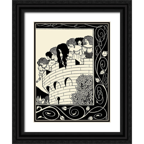 Morte DArthur 1893 - Devil as Women 2 Black Ornate Wood Framed Art Print with Double Matting by Beardsley, Aubrey