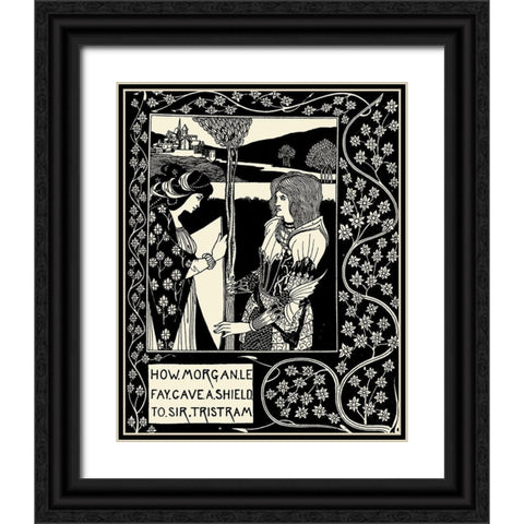 Morte DArthur 1893 - How Morgan le Fay Gave a Shield Black Ornate Wood Framed Art Print with Double Matting by Beardsley, Aubrey