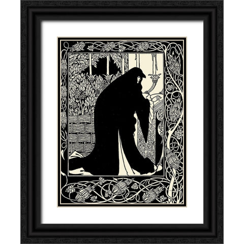 Morte DArthur 1893 - Queen Guenever Black Ornate Wood Framed Art Print with Double Matting by Beardsley, Aubrey