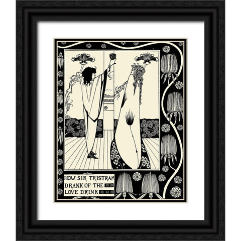 Morte DArthur 1893 - How Sir Tristram Drank Black Ornate Wood Framed Art Print with Double Matting by Beardsley, Aubrey