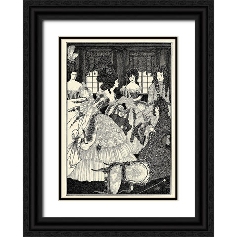 Rape of the Lock 1896 - Beaux and Belles Black Ornate Wood Framed Art Print with Double Matting by Beardsley, Aubrey