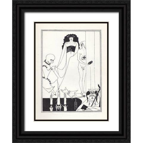 Salome - Enter Herodias Black Ornate Wood Framed Art Print with Double Matting by Beardsley, Aubrey