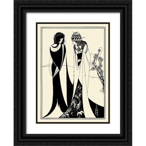 Salome 1894 - John and Salome Black Ornate Wood Framed Art Print with Double Matting by Beardsley, Aubrey