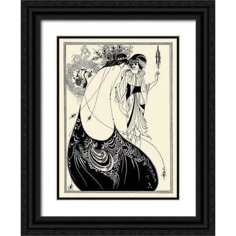 Salome 1894 - Peacock skirt Black Ornate Wood Framed Art Print with Double Matting by Beardsley, Aubrey