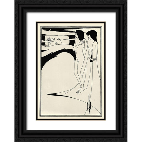 Salome 1894 - Woman in the Moon Black Ornate Wood Framed Art Print with Double Matting by Beardsley, Aubrey