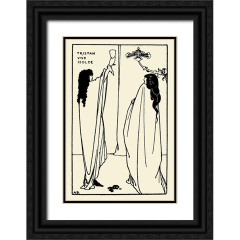 Savoy 1896 Vol.7 - Tristan and Isolde Black Ornate Wood Framed Art Print with Double Matting by Beardsley, Aubrey