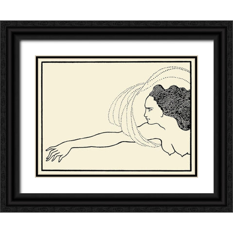Savoy 1896 Vol.8 - Das Rheingold Flosshilde Black Ornate Wood Framed Art Print with Double Matting by Beardsley, Aubrey