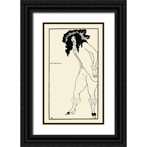 Savoy 1896 Vol.8 - Mrs Pinchwife Black Ornate Wood Framed Art Print with Double Matting by Beardsley, Aubrey