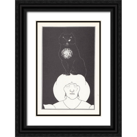 Tales of Mystery 1894 - The Black Cat Black Ornate Wood Framed Art Print with Double Matting by Beardsley, Aubrey