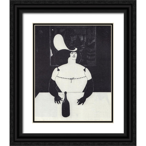 To-day 1894 - The Fat Woman Black Ornate Wood Framed Art Print with Double Matting by Beardsley, Aubrey