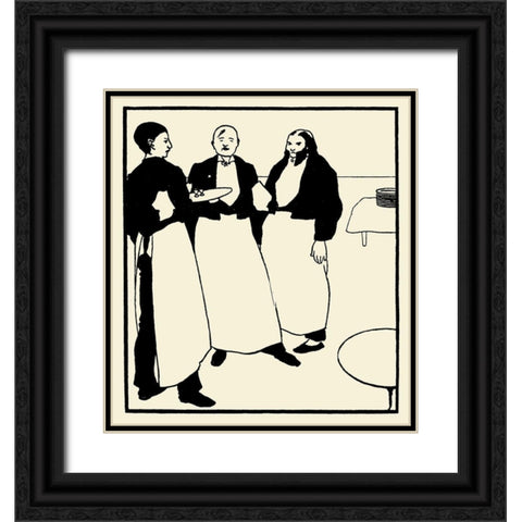 Yellow Book 1894 Vol.2 - Garcons de Cafe Black Ornate Wood Framed Art Print with Double Matting by Beardsley, Aubrey