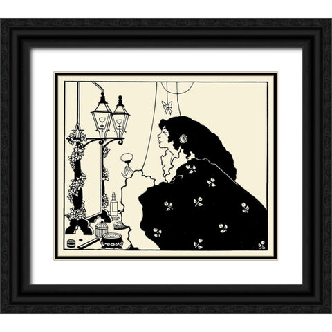 Yellow Book 1894 Vol.3 - Front cover Black Ornate Wood Framed Art Print with Double Matting by Beardsley, Aubrey
