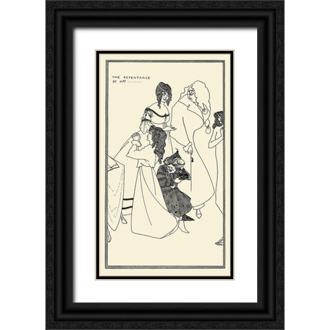 Yellow Book 1895 Vol.4 - Repentence of Mrs Black Ornate Wood Framed Art Print with Double Matting by Beardsley, Aubrey