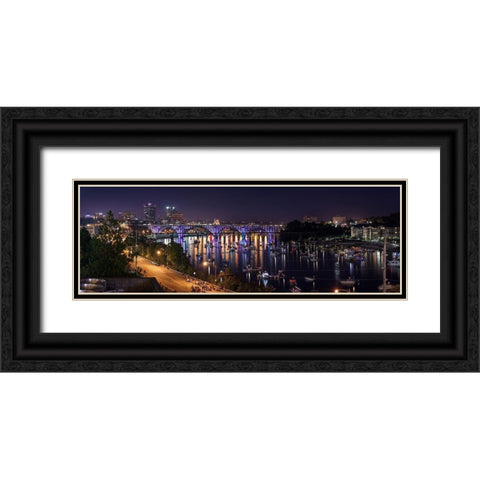 Knoxville Tennessee Panorama Black Ornate Wood Framed Art Print with Double Matting by Tennessee Picture Archive