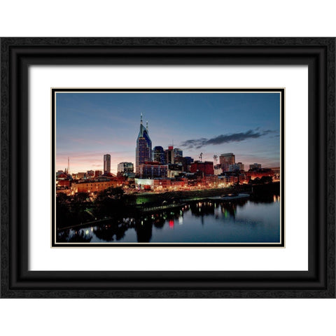 Nashville-Tennessee Skyline Black Ornate Wood Framed Art Print with Double Matting by Highsmith, Carol