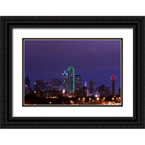 Skyline of Dallas-Texas-at Dusk Black Ornate Wood Framed Art Print with Double Matting by Highsmith, Carol