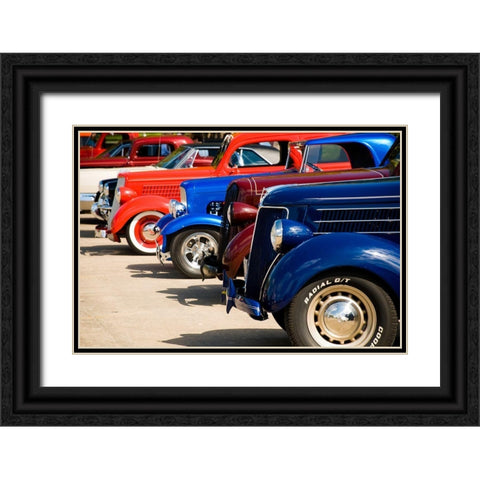 Classic Car Show Black Ornate Wood Framed Art Print with Double Matting by Vintage Photo Archive