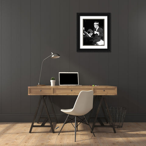 Frank Sinatra at the piano, 1954 Black Ornate Wood Framed Art Print with Double Matting by Vintage Hollywood Archive