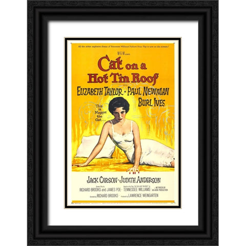Cat on a Hot Tin Roof-1958 Black Ornate Wood Framed Art Print with Double Matting by Vintage Hollywood Archive