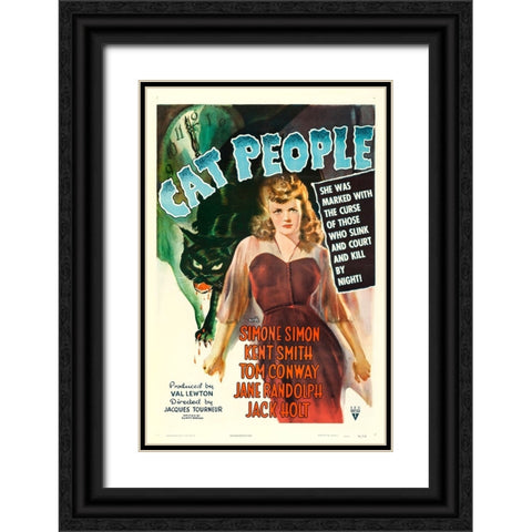 Cat People-1942 Black Ornate Wood Framed Art Print with Double Matting by Vintage Hollywood Archive