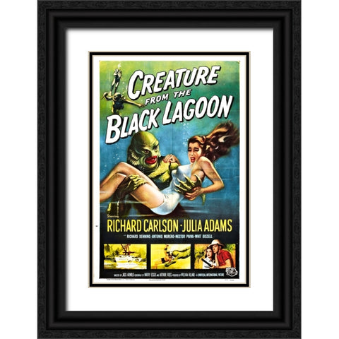 Creature from the Black Lagoon Black Ornate Wood Framed Art Print with Double Matting by Vintage Hollywood Archive
