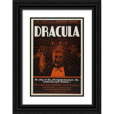 Dracula-1931 Black Ornate Wood Framed Art Print with Double Matting by Vintage Hollywood Archive