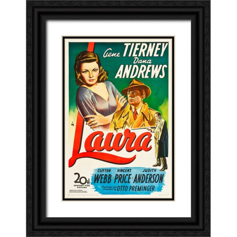 Laura-1944 Black Ornate Wood Framed Art Print with Double Matting by Vintage Hollywood Archive